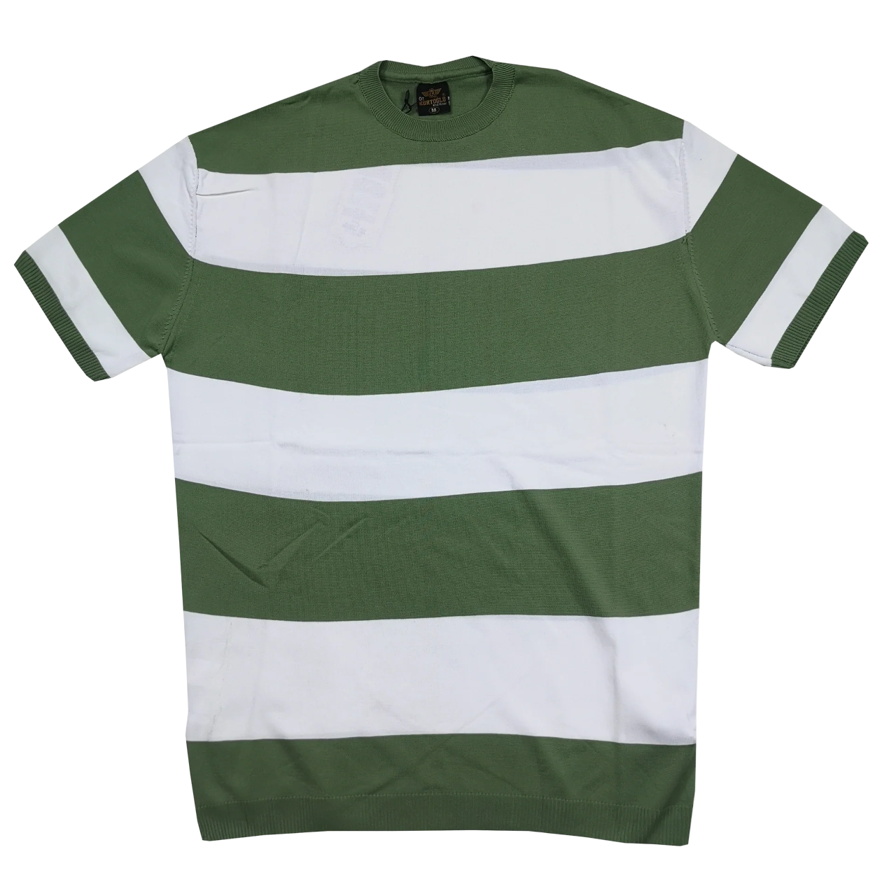 KURTOGLU KNITWEAR GREEN STRIPE T-SHIRT