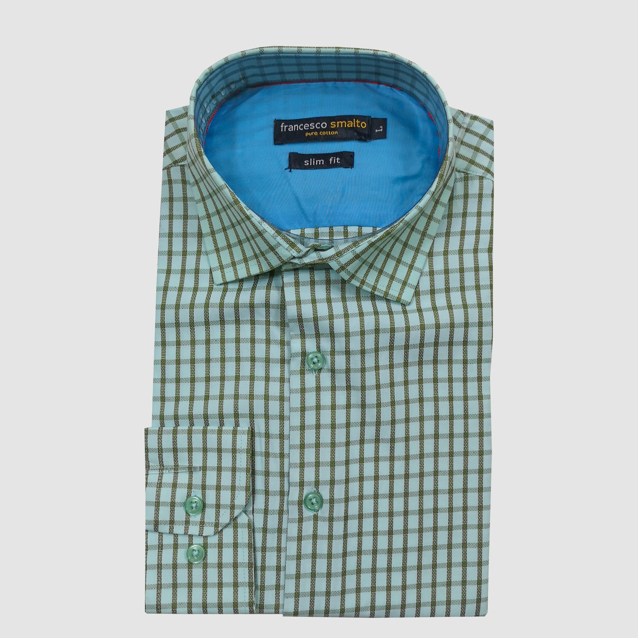 Francesco Smalto LS Slim Fit Green Check Shirt