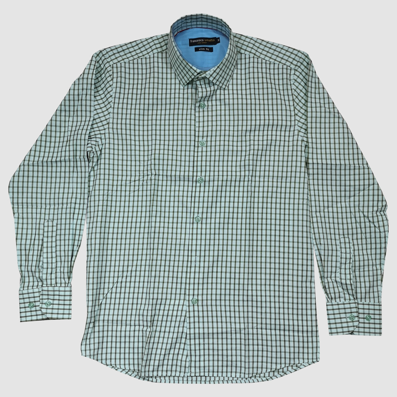 Francesco Smalto LS Slim Fit Green Check Shirt