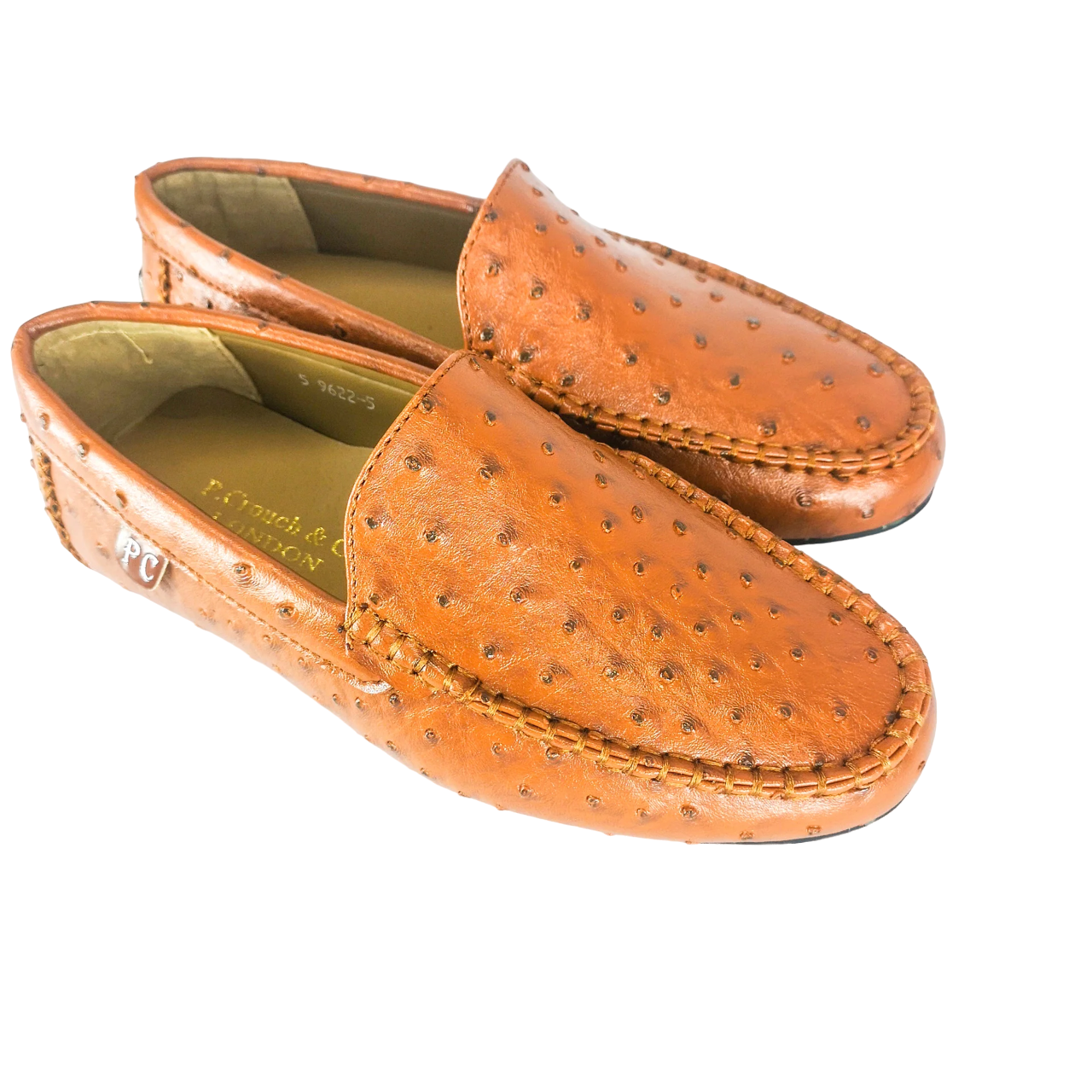 P.Crouch & Co Tan Ostrich Carvella Mocassin