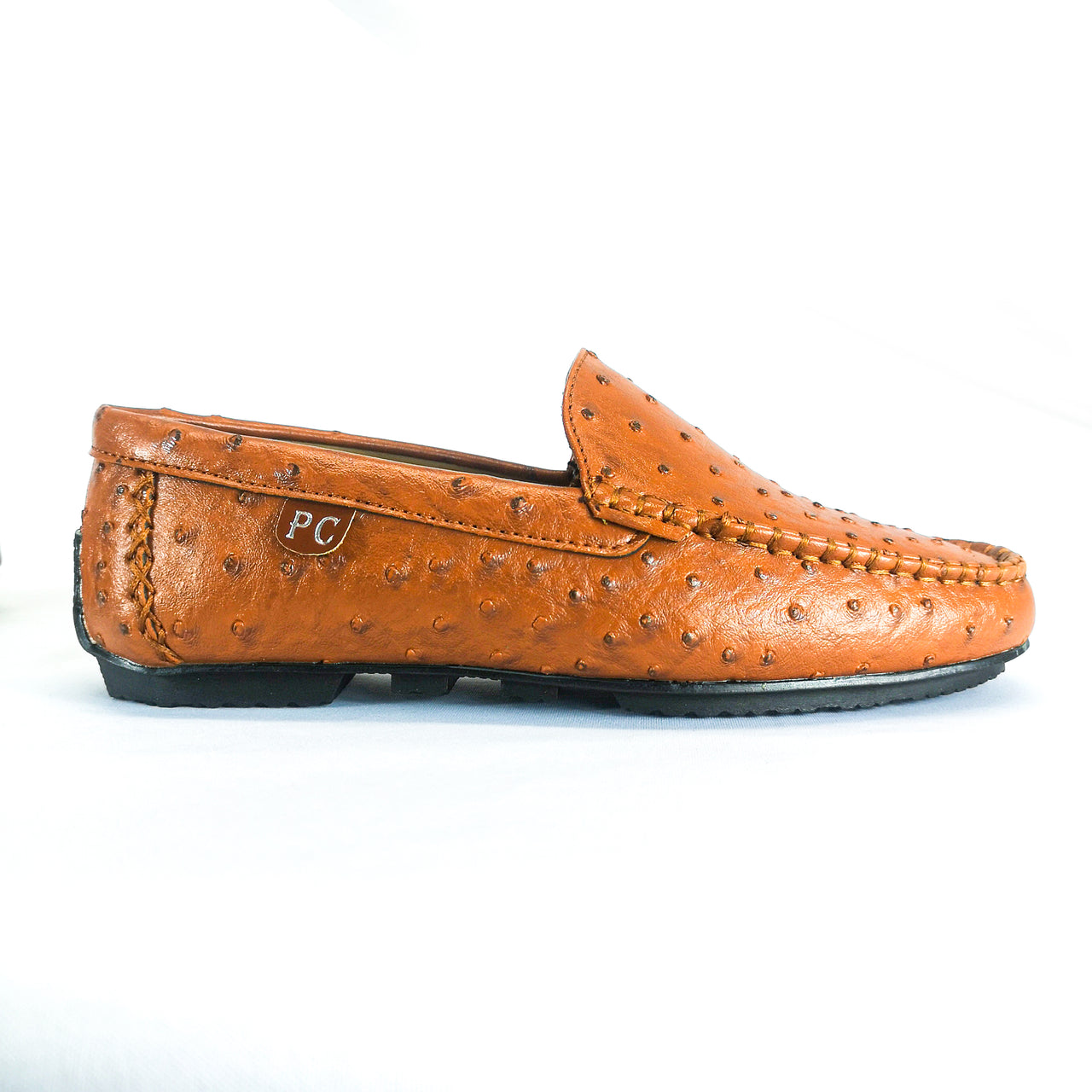 P.Crouch & Co Tan Ostrich Carvella Mocassin