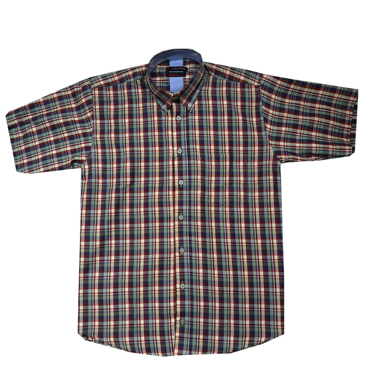 Aero SS Green Navy Check Shirt