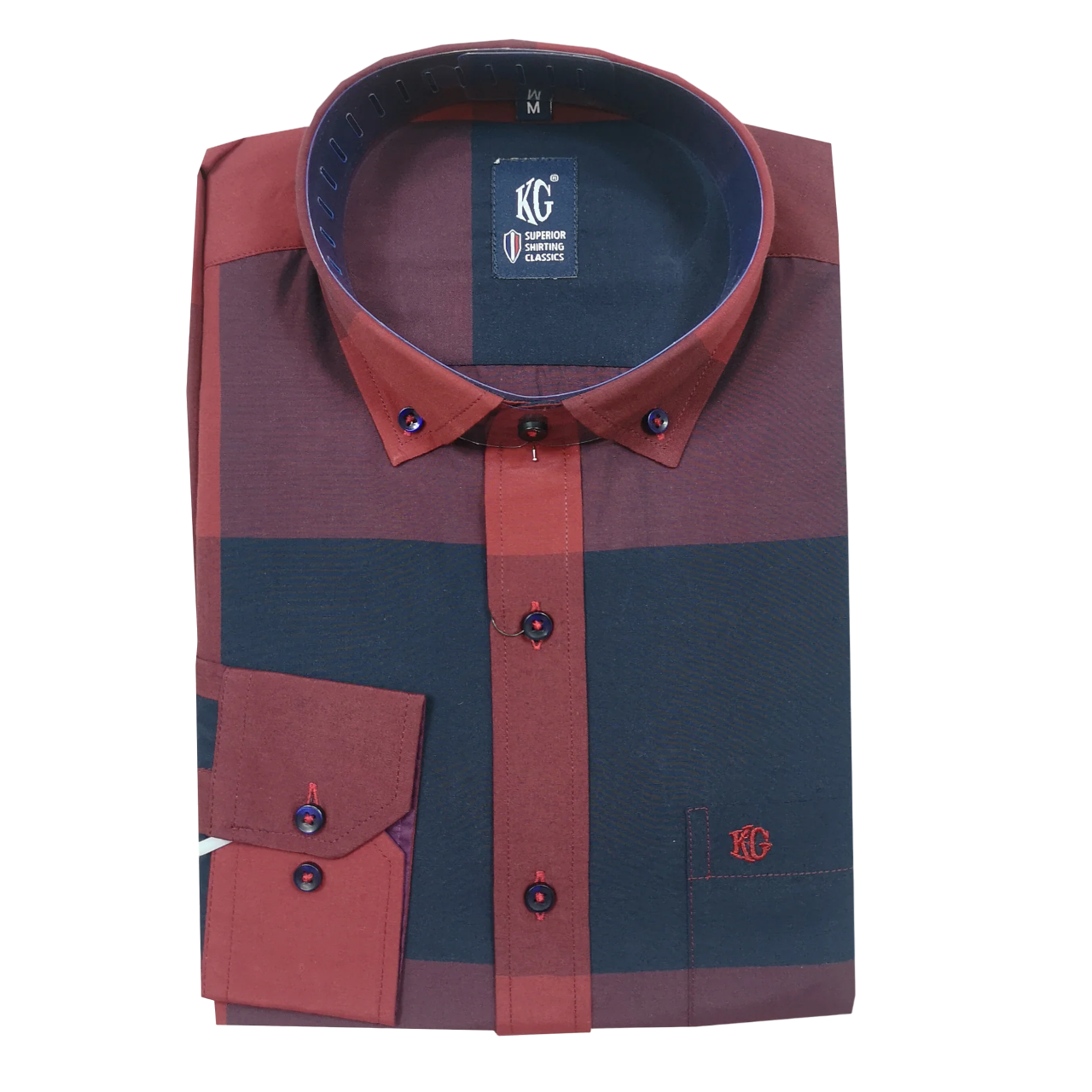 KG Burgundy  Slim Fit Check Shirt