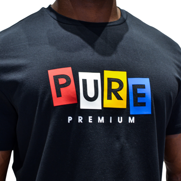 PURE PREMIUM LOGO BLOCK LETTER  T Shirt Black