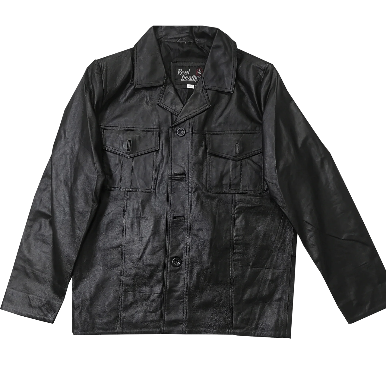 Point Leather Black Shirt Jacket