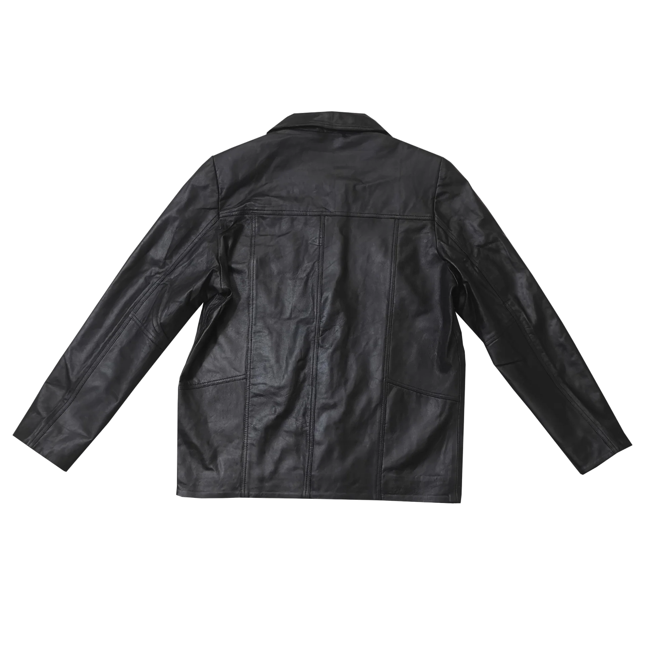 Point Leather Black Shirt Jacket