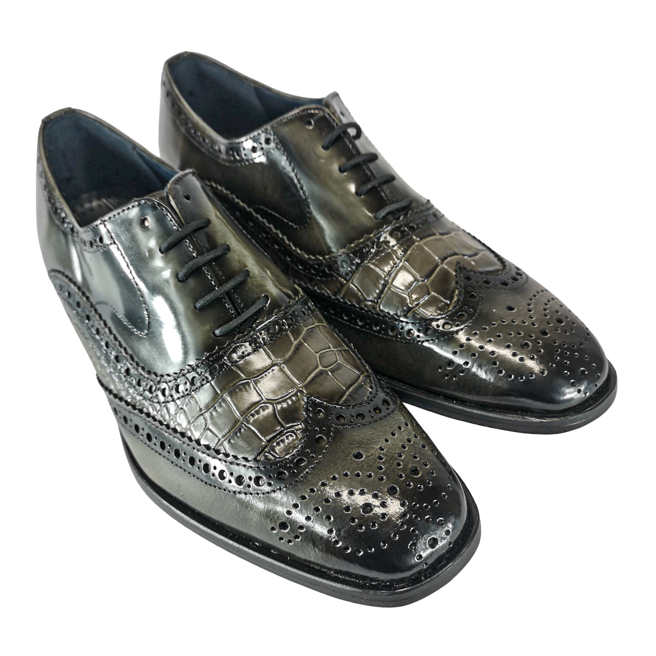 Johnston & Murphy Grey Brogue Croc