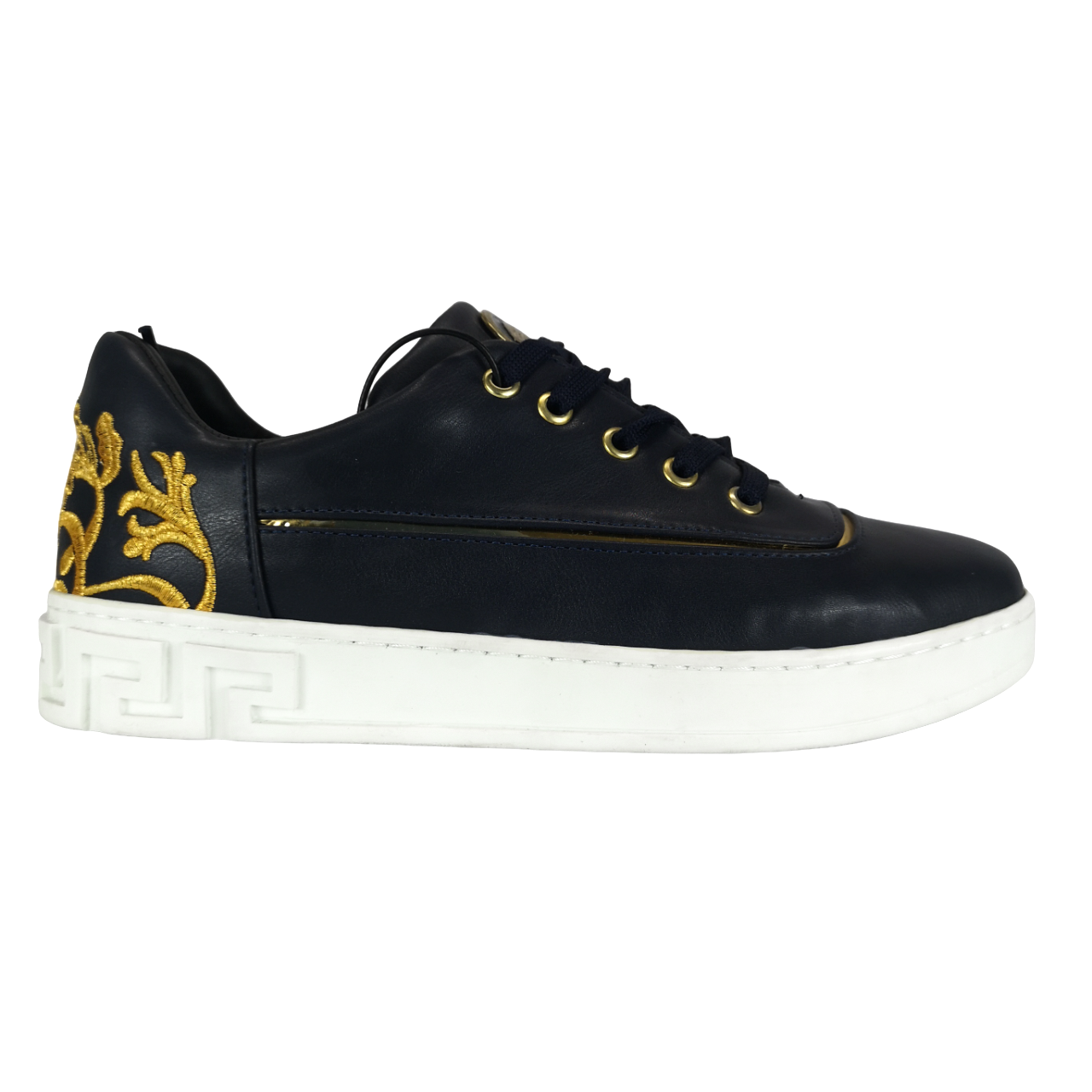 Gian Luca Leather Versac Navy Sneaker