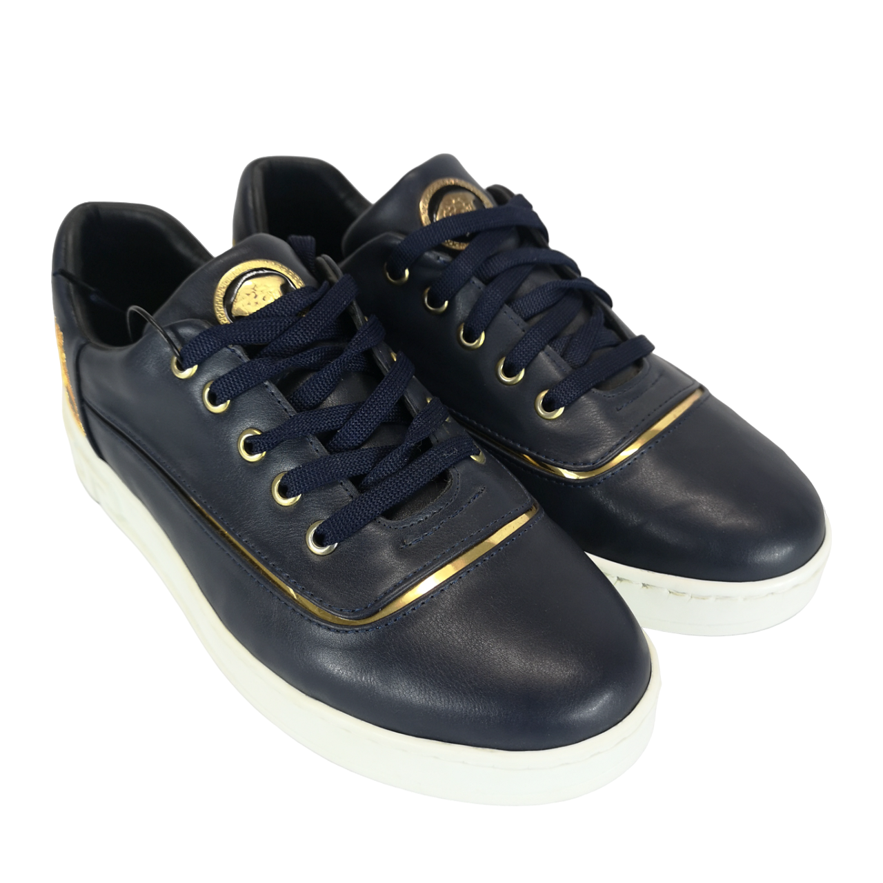 Gian Luca Leather Versac Navy Sneaker