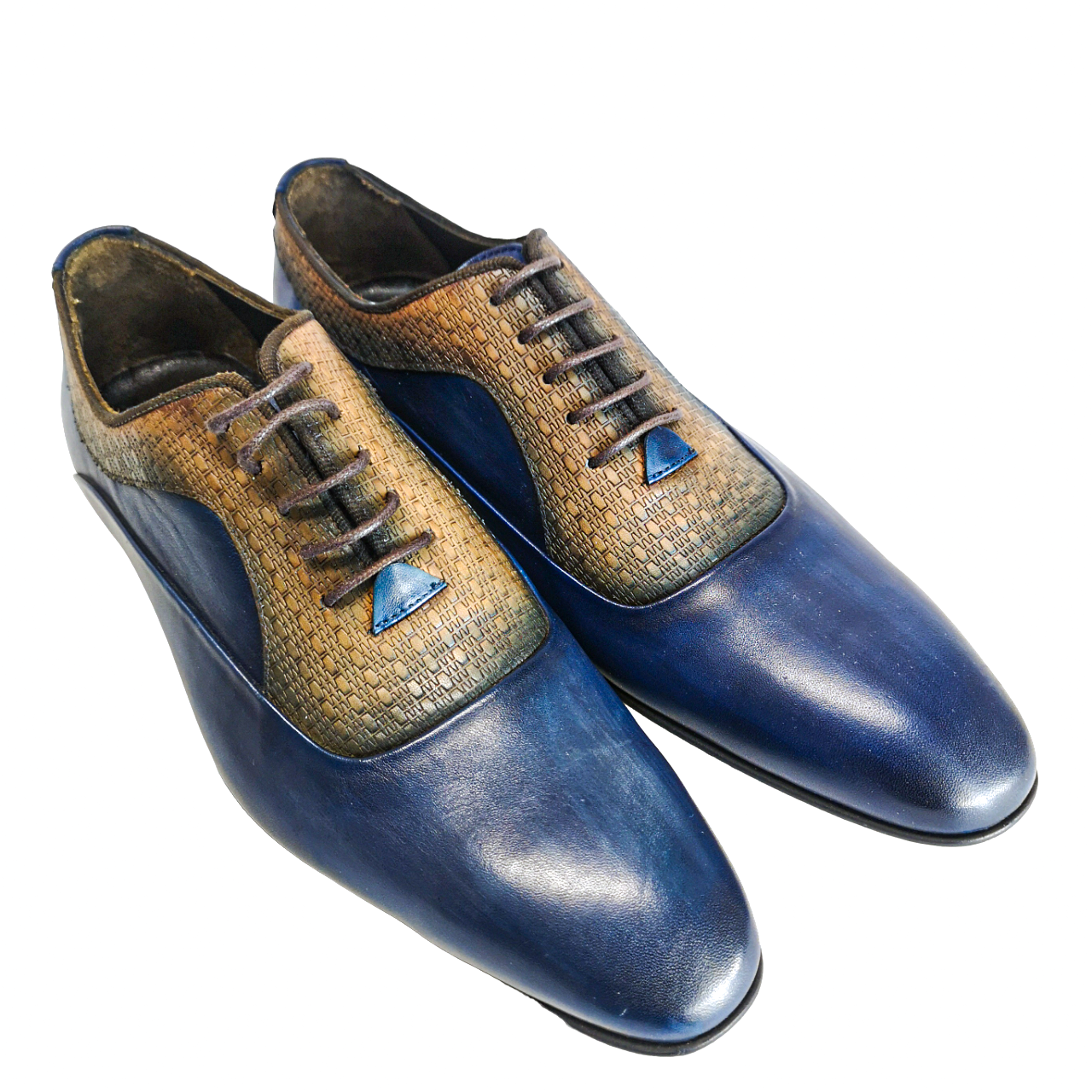 Calvano Formal Mens two tone blue/brown shoe