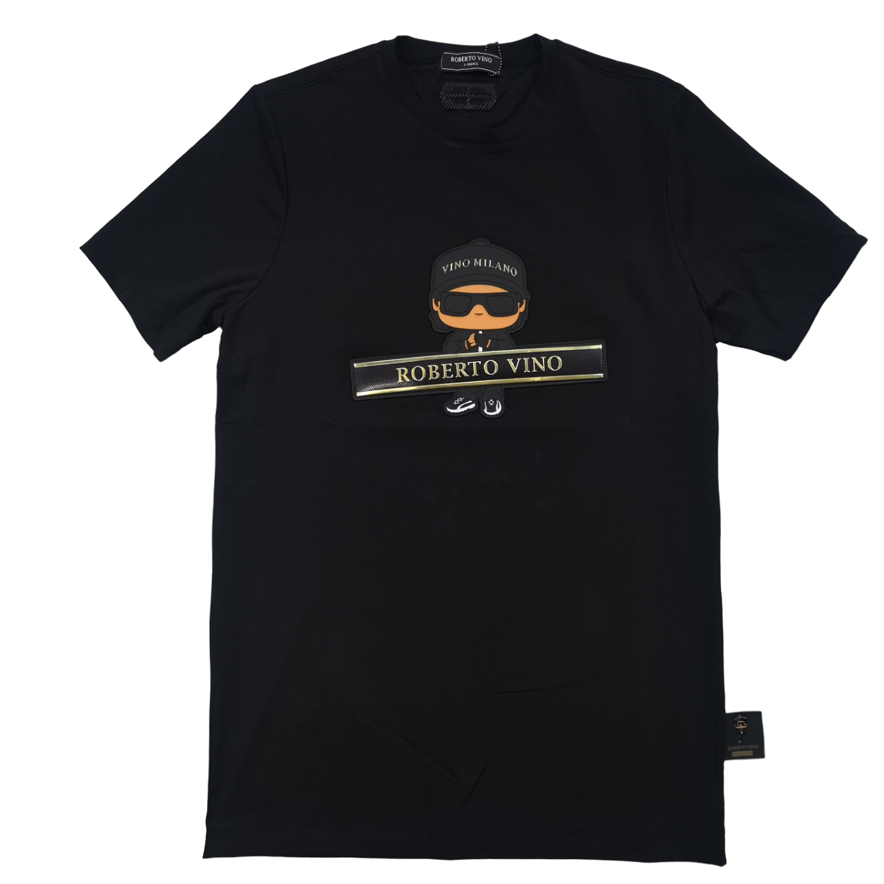 Roberto Vino Milano Italy Black Gold T Shirt