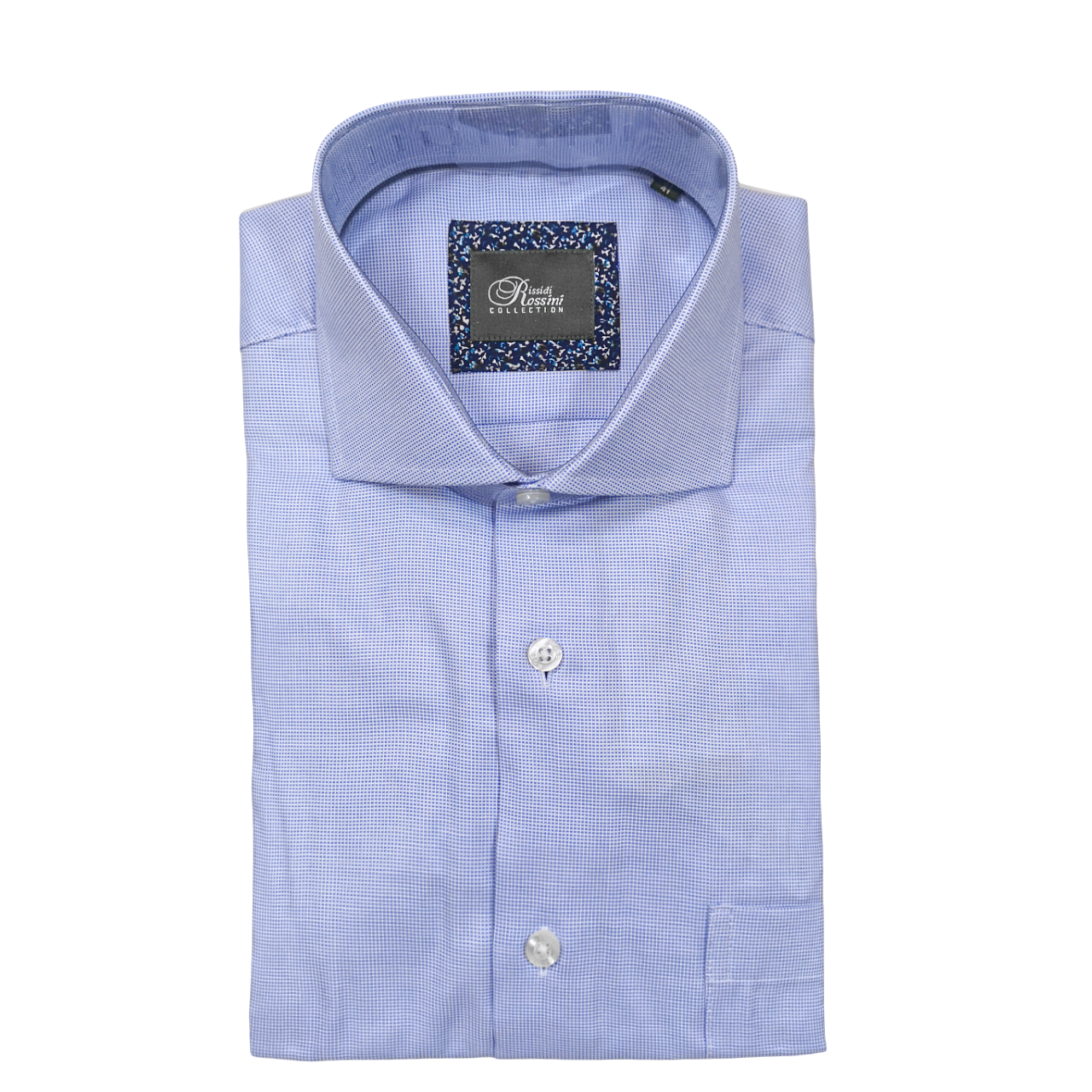 Rossini Light Blue Fine Check  LS Shirt