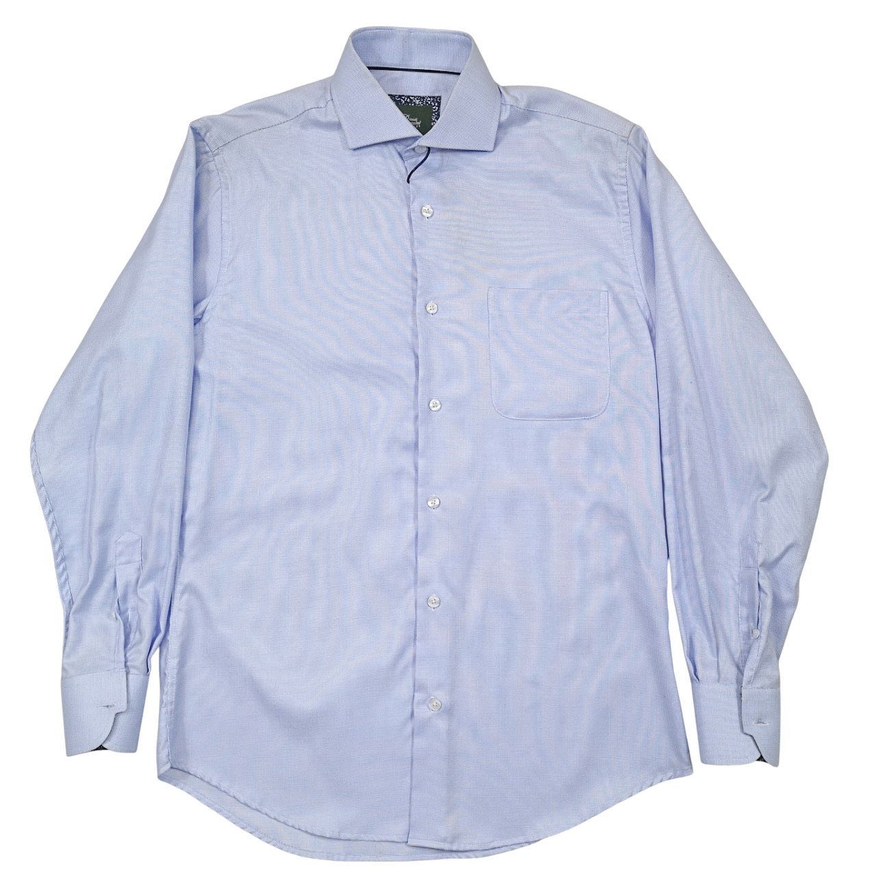 Rossini Light Blue Fine Check  LS Shirt