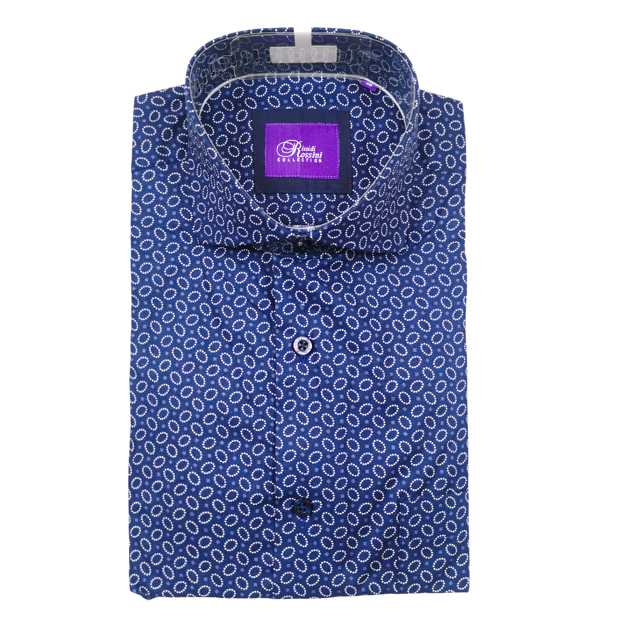 ROSSINI LS Navy Paisley Pattern Shirt