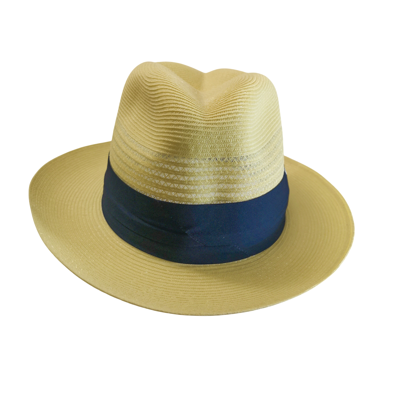 DOBBS Navy Band Khaki Stone Fedora Hat