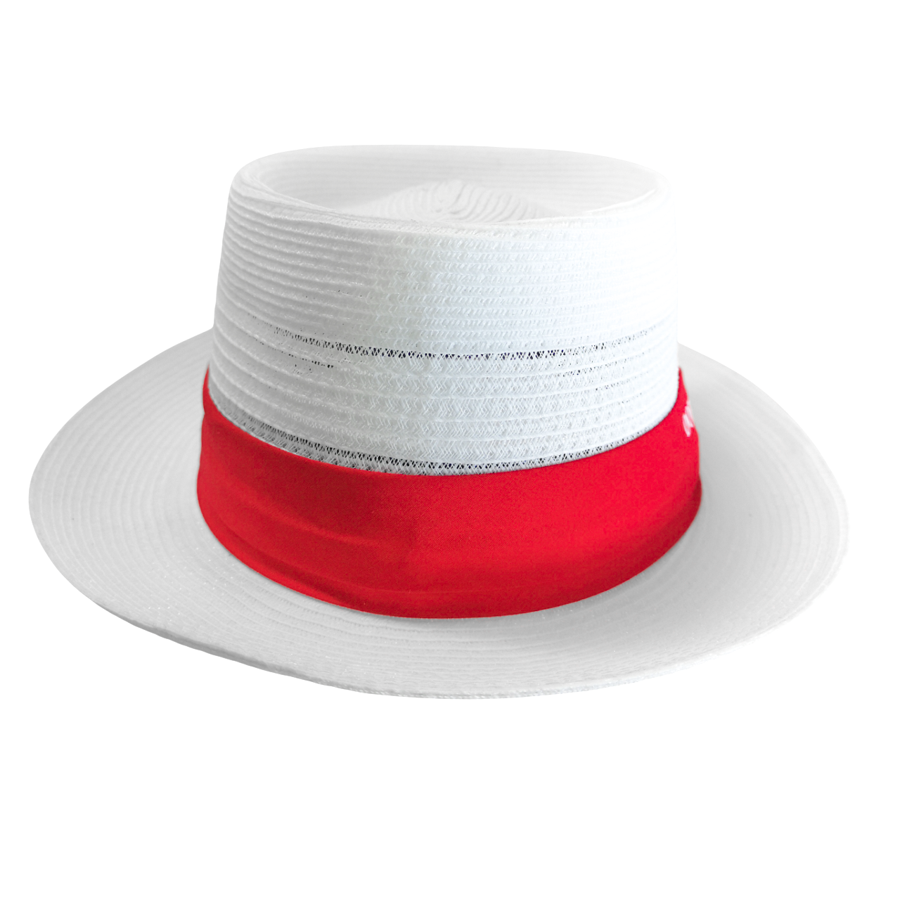 DOBBS Red Band White Straw Fedora Hat