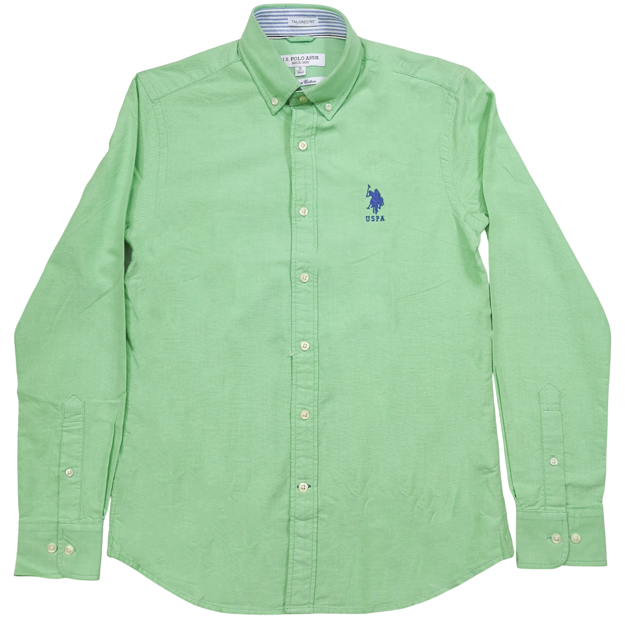 Polo USPA  LS Woven Oxford Green Shirt