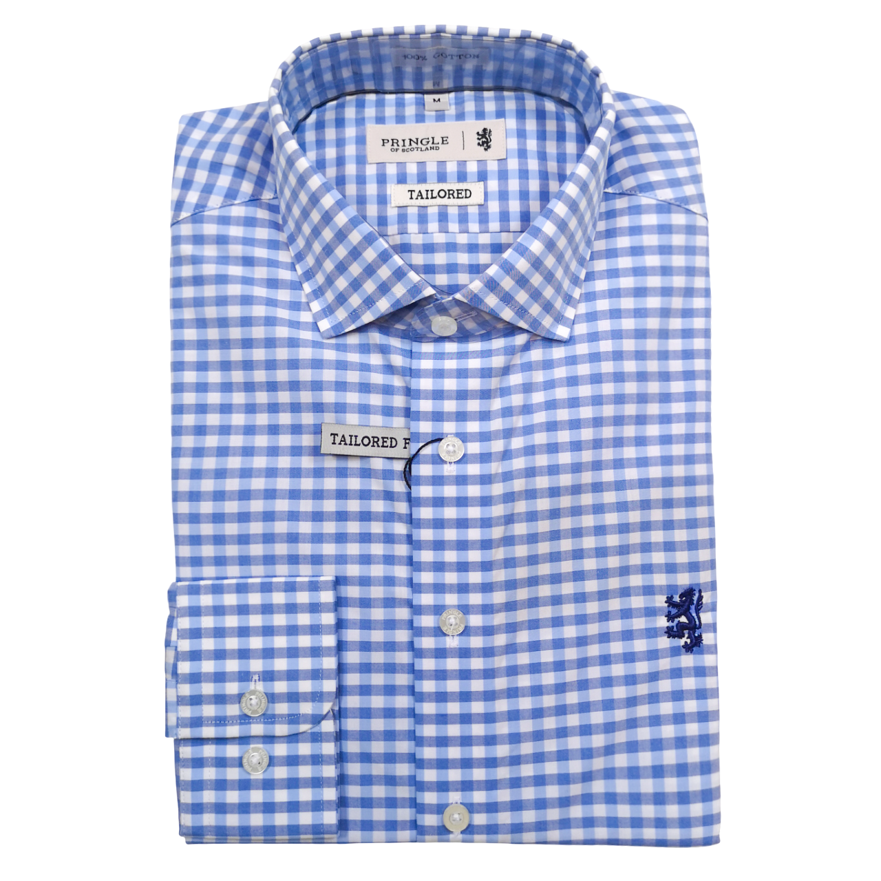 Pringle LS Blue Check Tailored Slim Fit Shirt