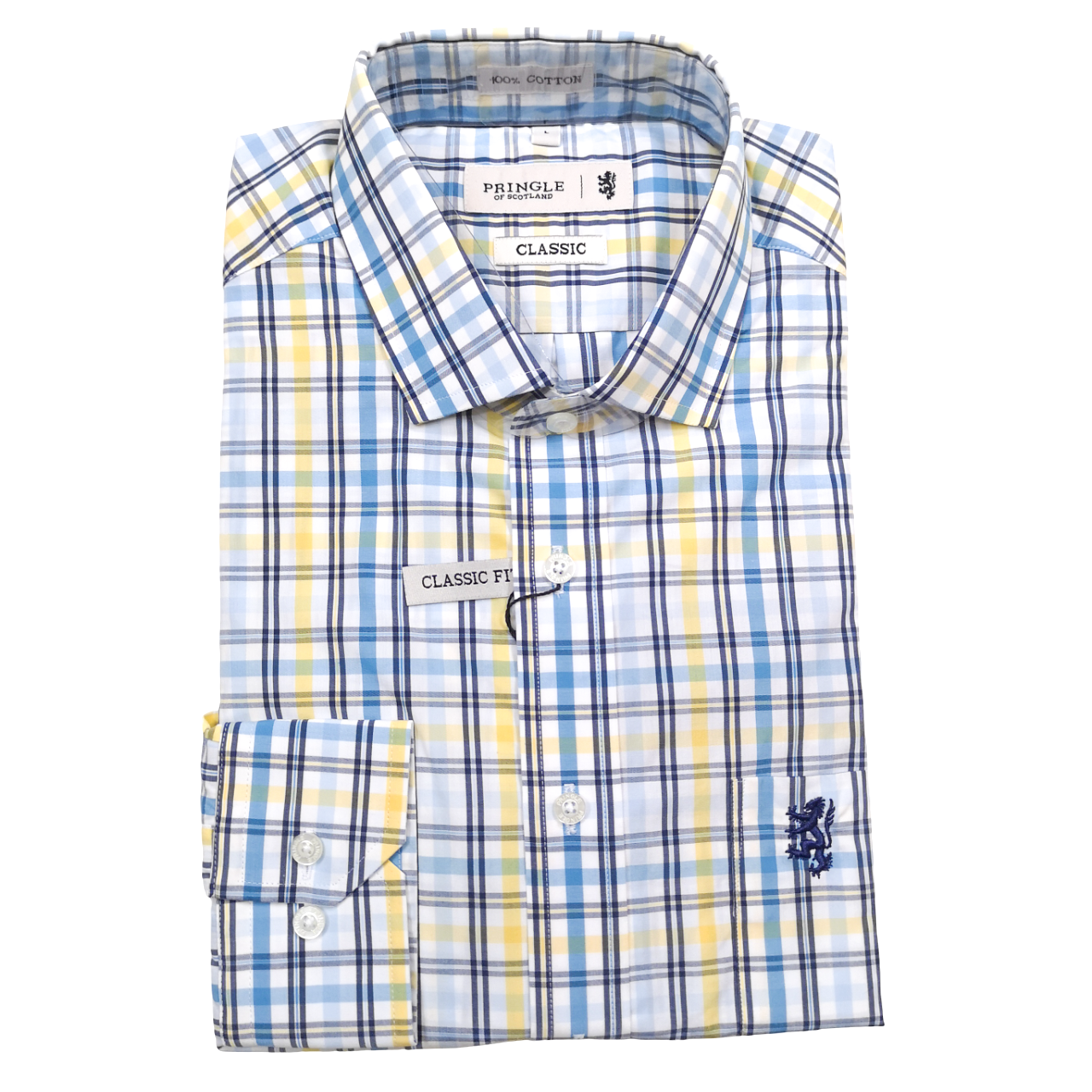 Pringle LS Check Yellow Classic Reg Fit Shirt