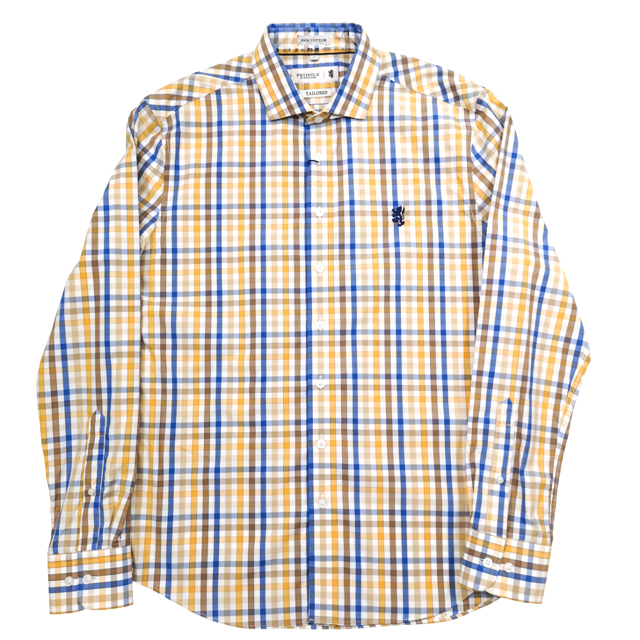 Pringle LS Multi Tan Check Tailored Fit