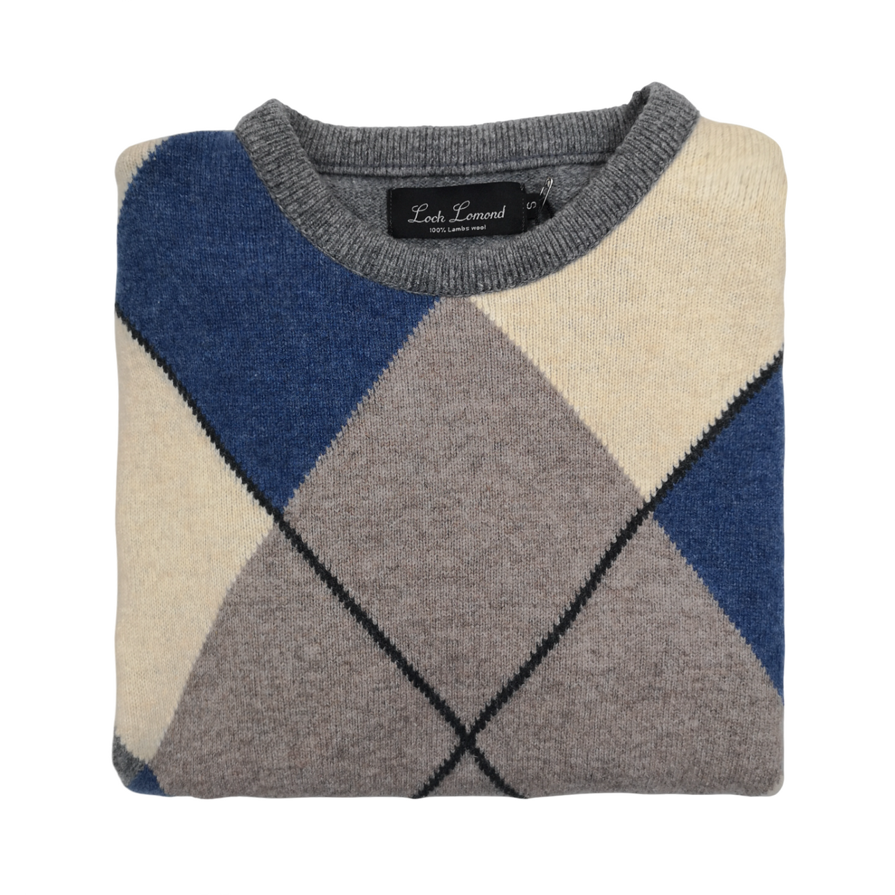 Grant Argyle Diamond LambsWool Jersey Sweater