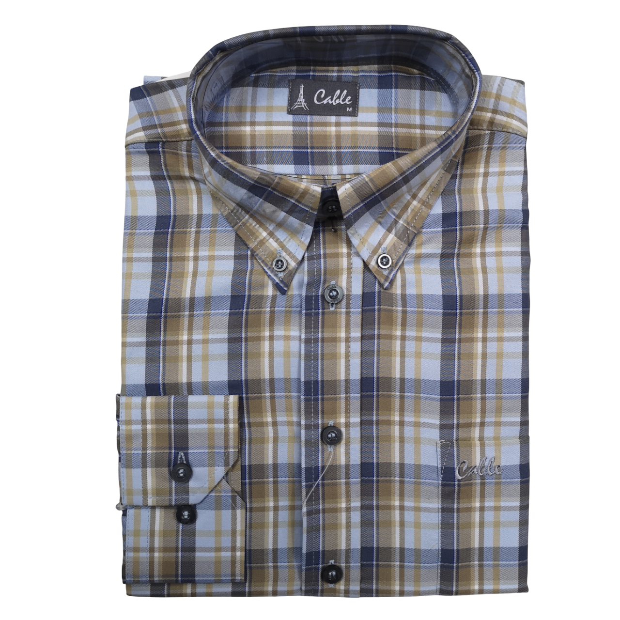 Aero Cable LS Sky Blue Khaki Check Shirt