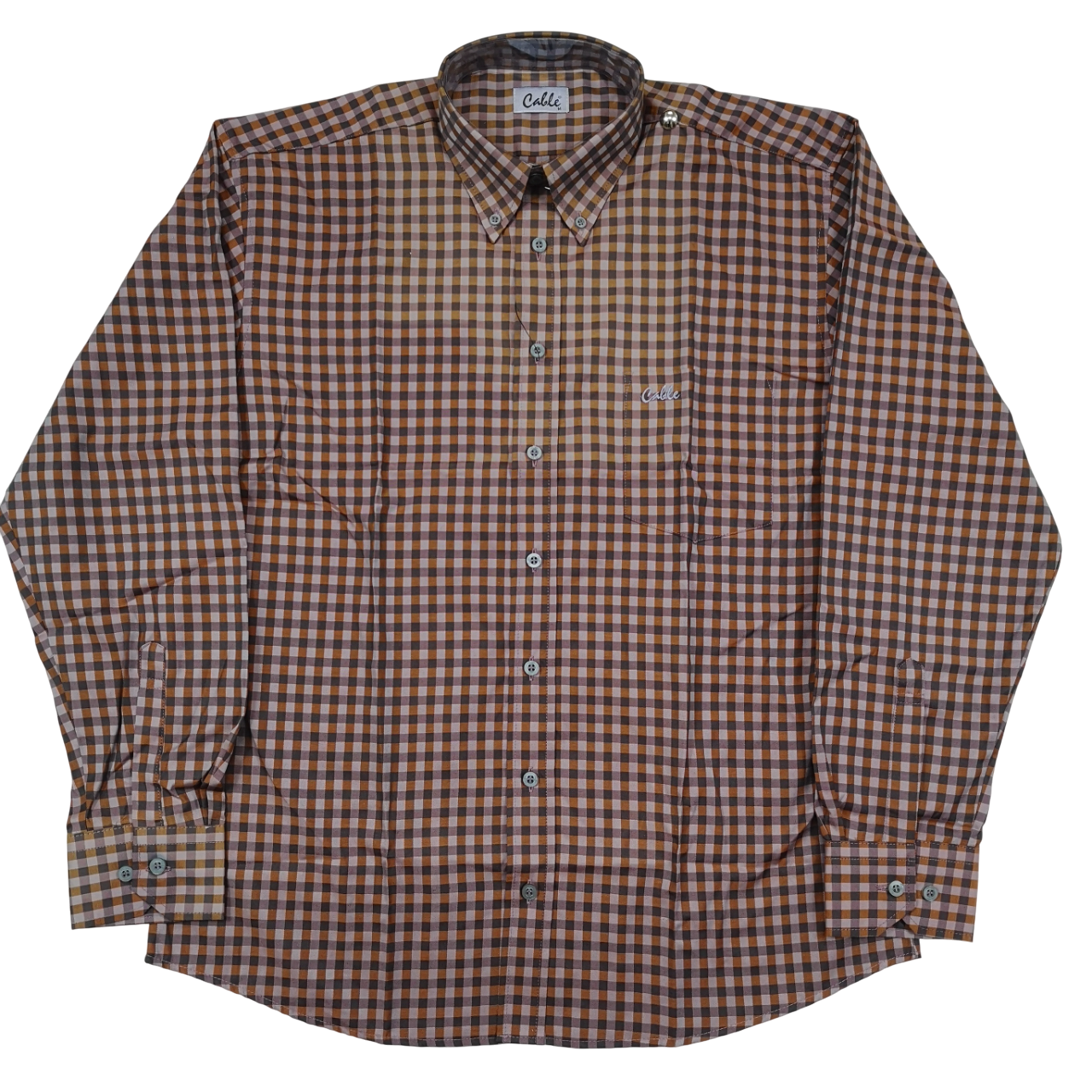 Aero Cable LS Brown Check Shirt