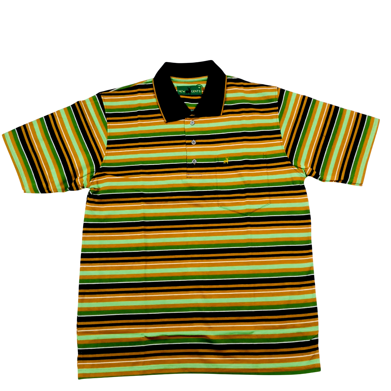 NEW GENTS Green Striped SS Golfer