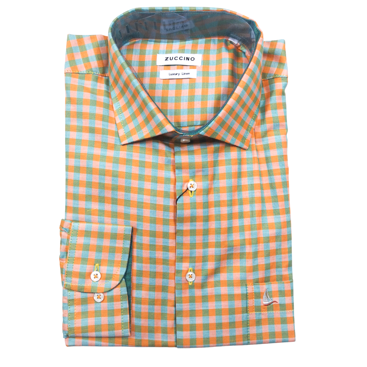 Zuccino Italy LS Orange  Check Shirt