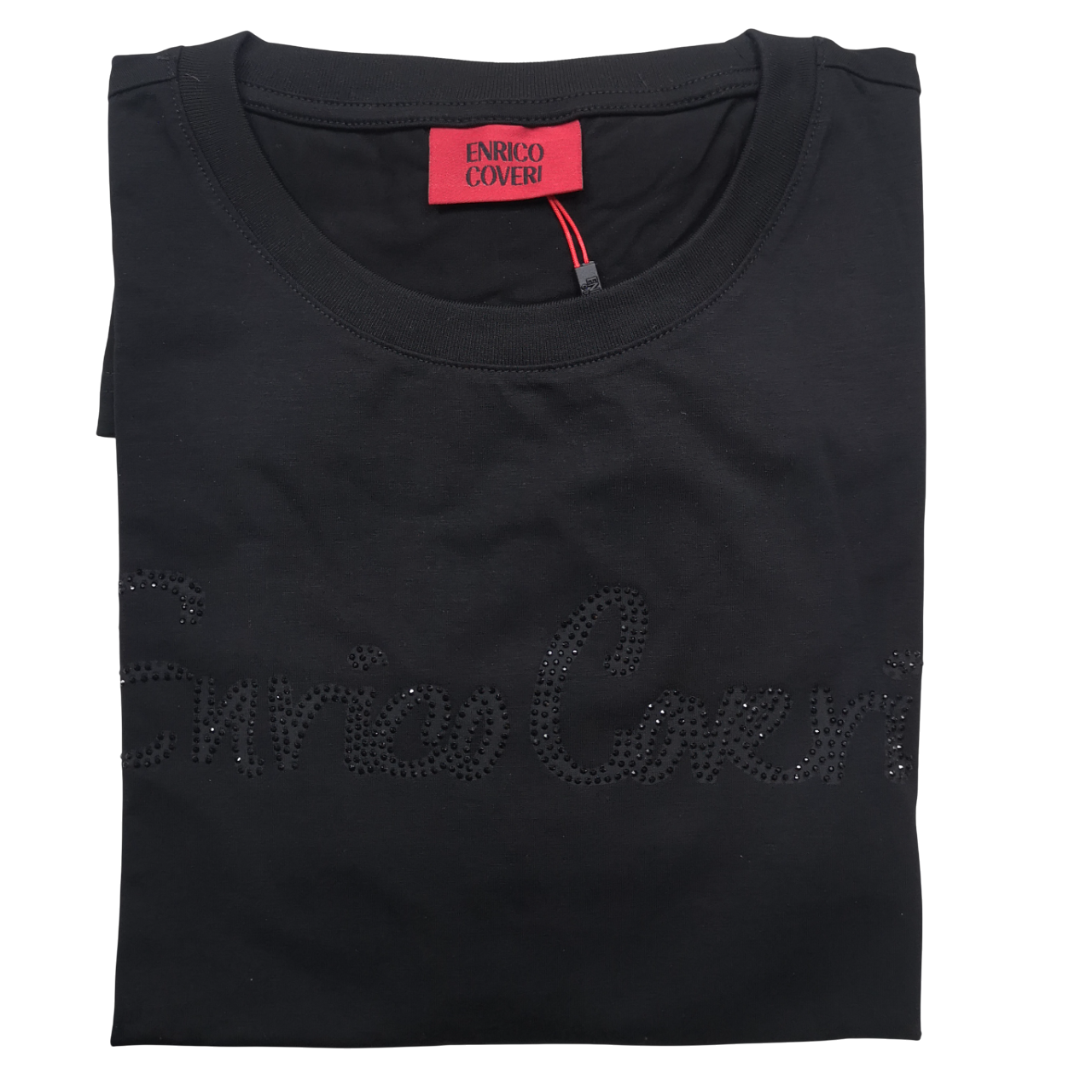 ENRICO COVERI Logo Italian Black T Shirt