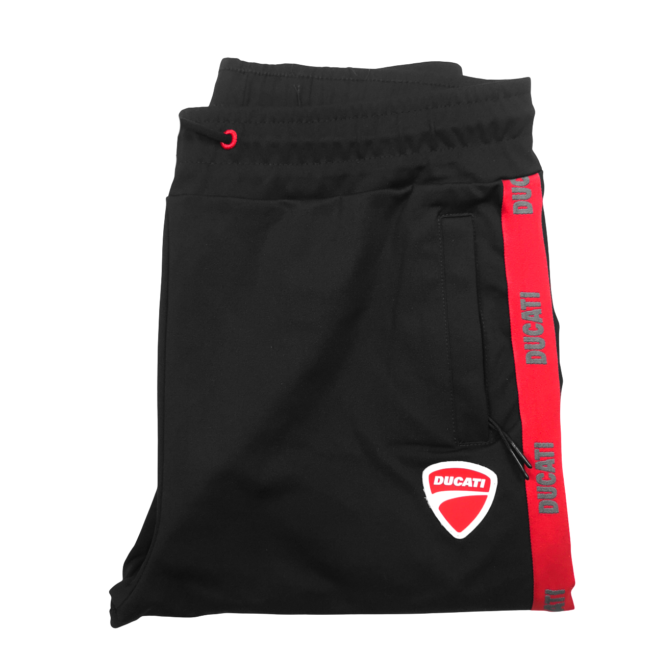 Ducati Black Trackpants Red Stripe