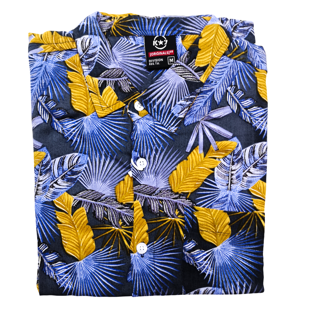 K7 SS Blue Floral Beach Tree Shirt