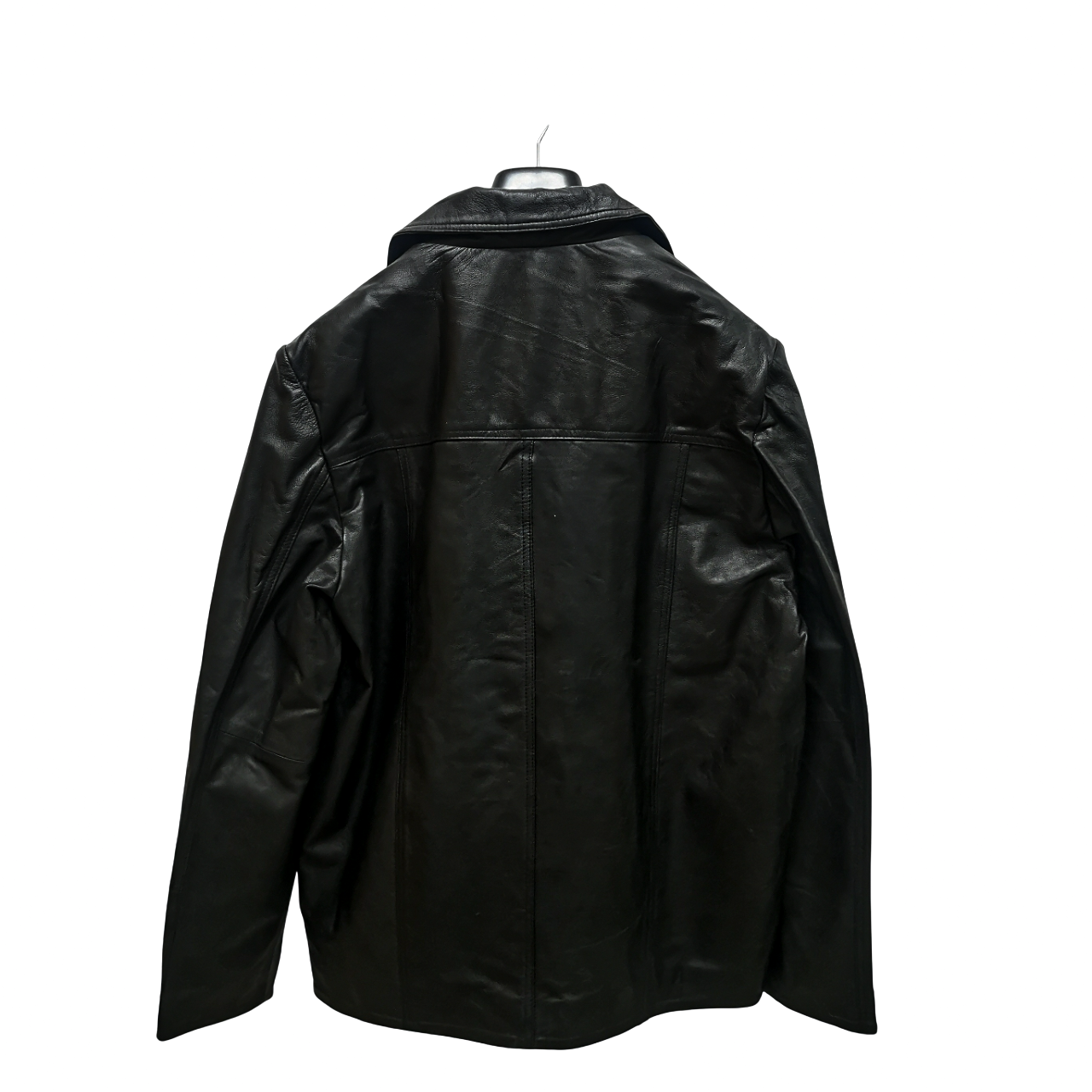 Point Leather Black Shirt Jacket