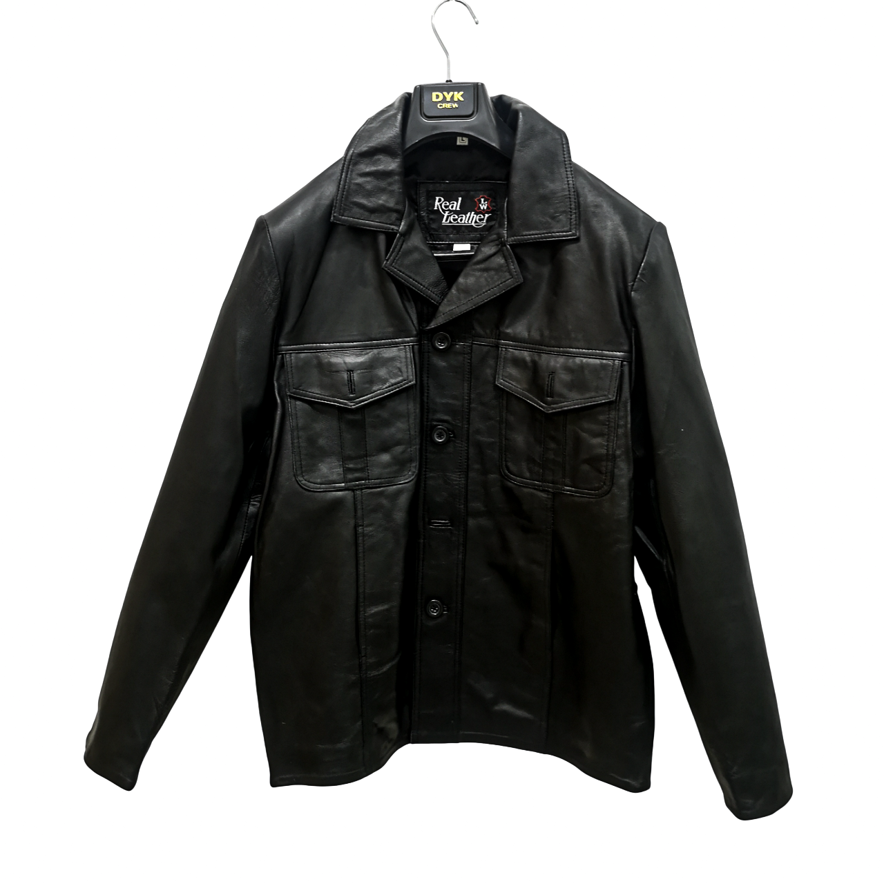 Point Leather Black Shirt Jacket