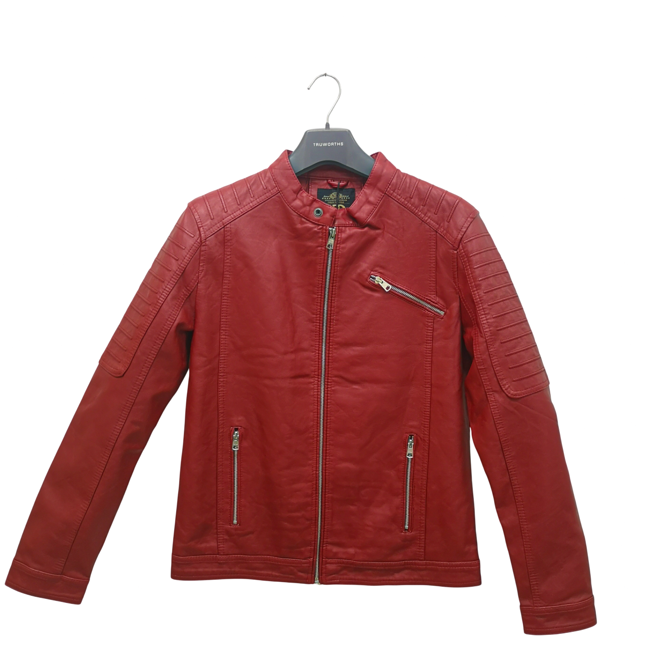 Point Leather Jacket Slim Fit Red