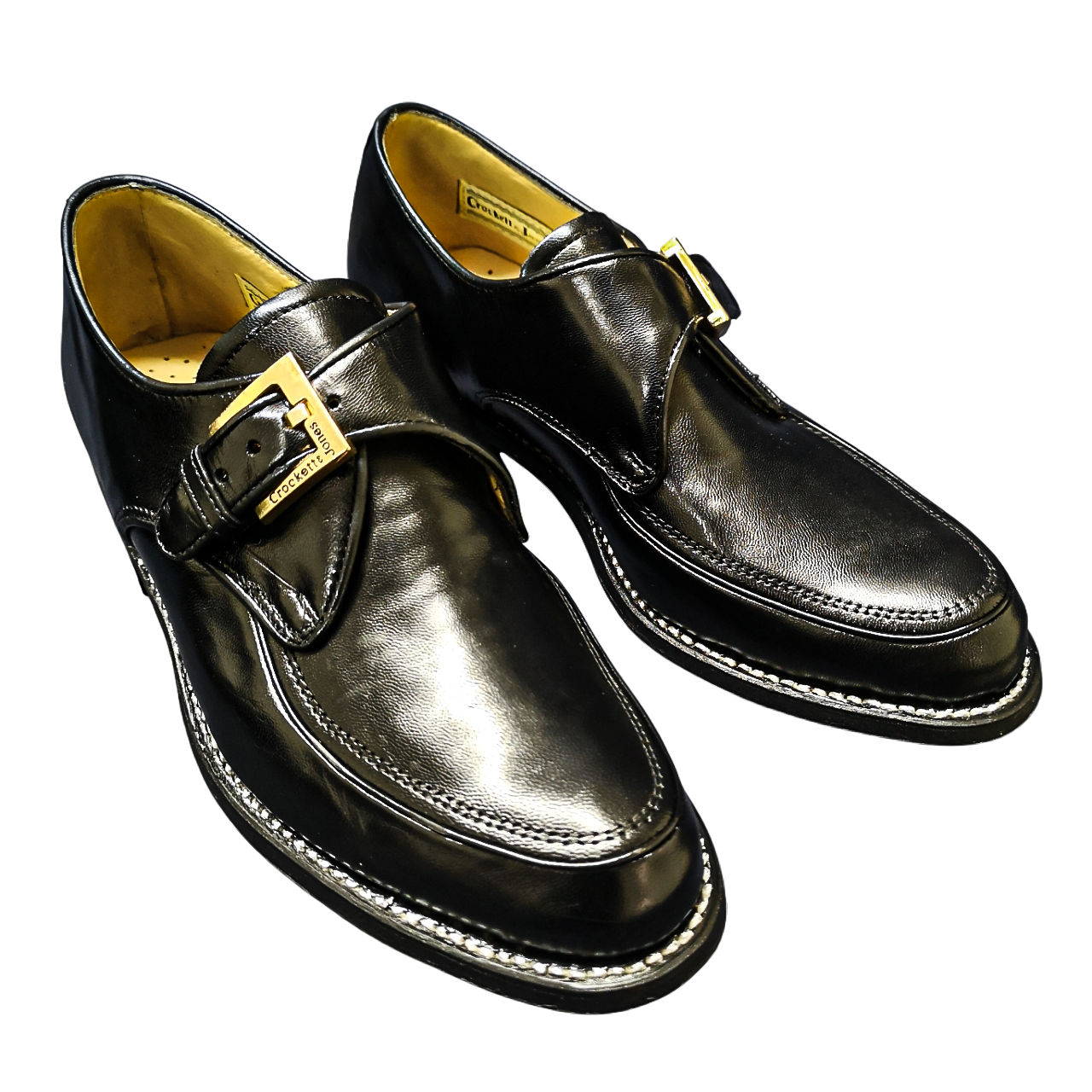 Crockett & Jones Leather Monk Strap Black Shoes