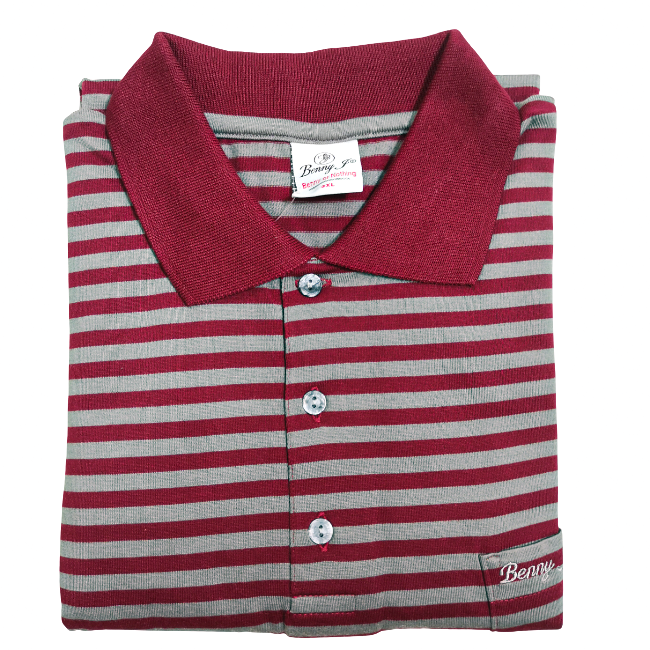 Benny J Red/grey Stripe SS Golfer