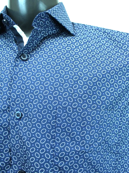 Rossini Long Sleeve Blue Pattern Shirt