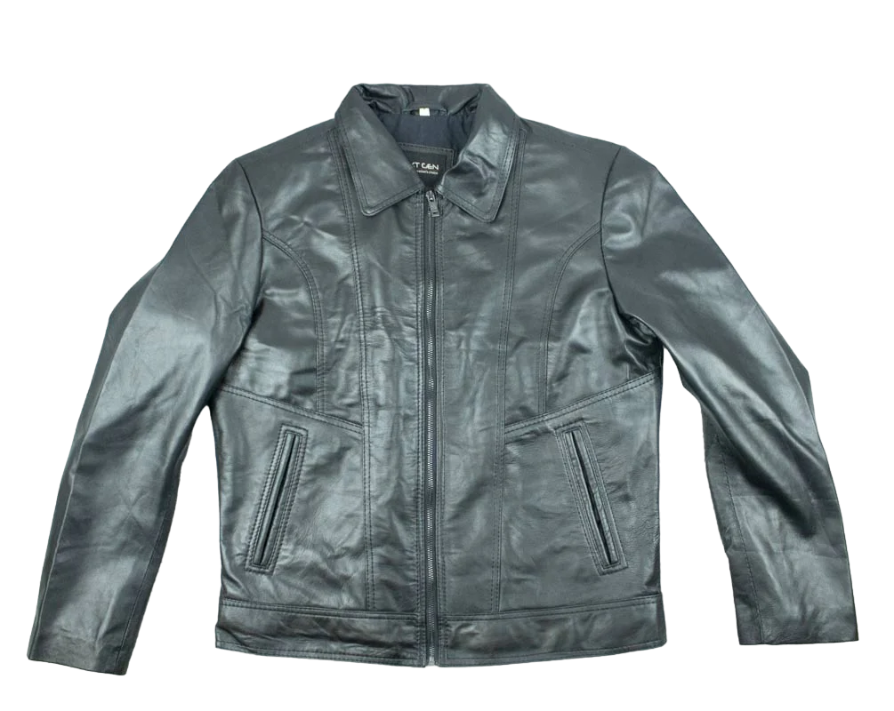 Leather Point Zip Black Jacket