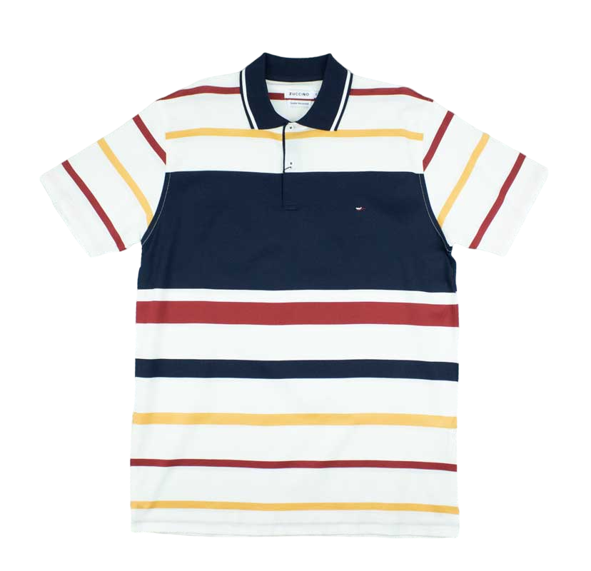 Zuccino Stripe Navy Double Mecerised Golfer