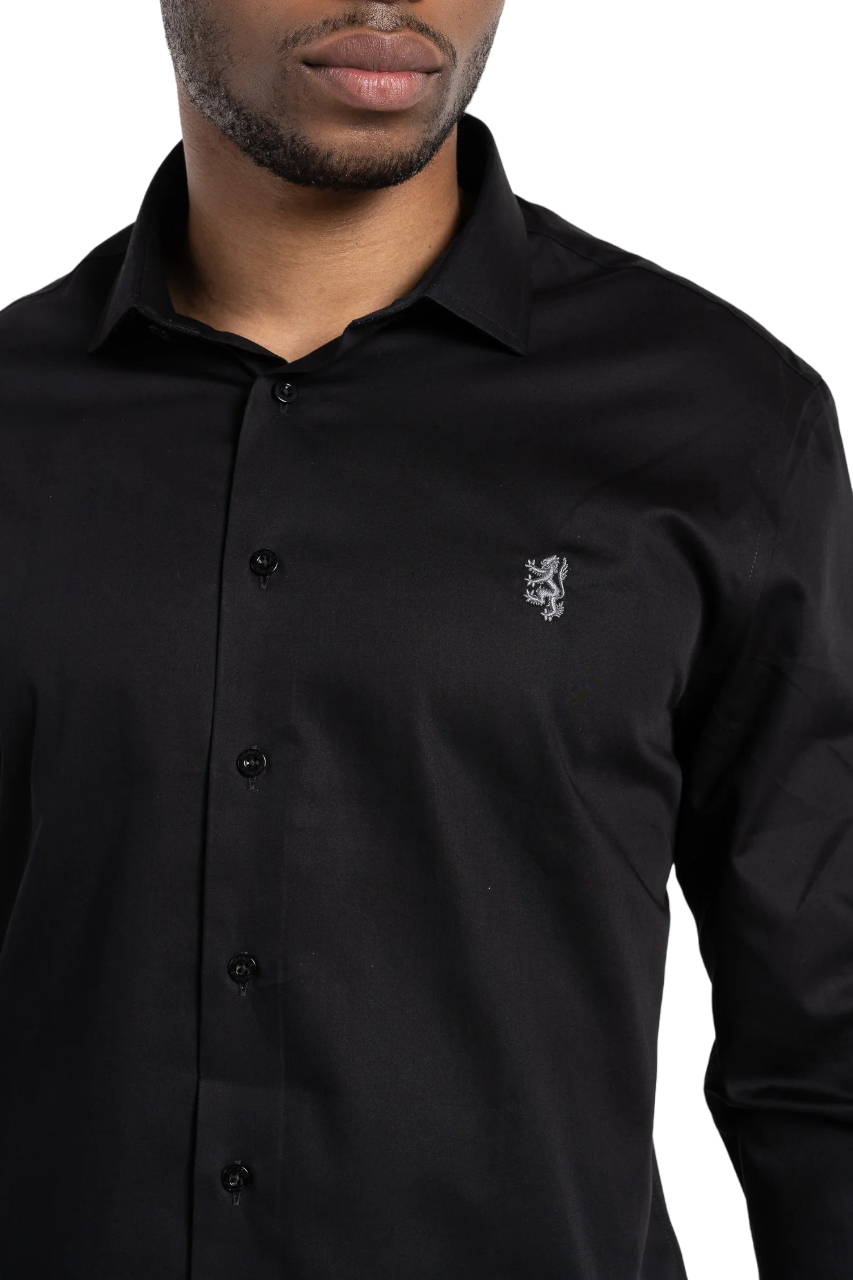 Pringle LS  Black Tailored Slim Fit Shirt