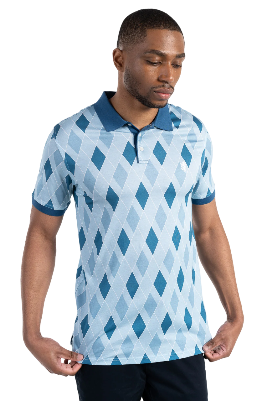 Pringle Teal Argyle Double Mercerized Golfer