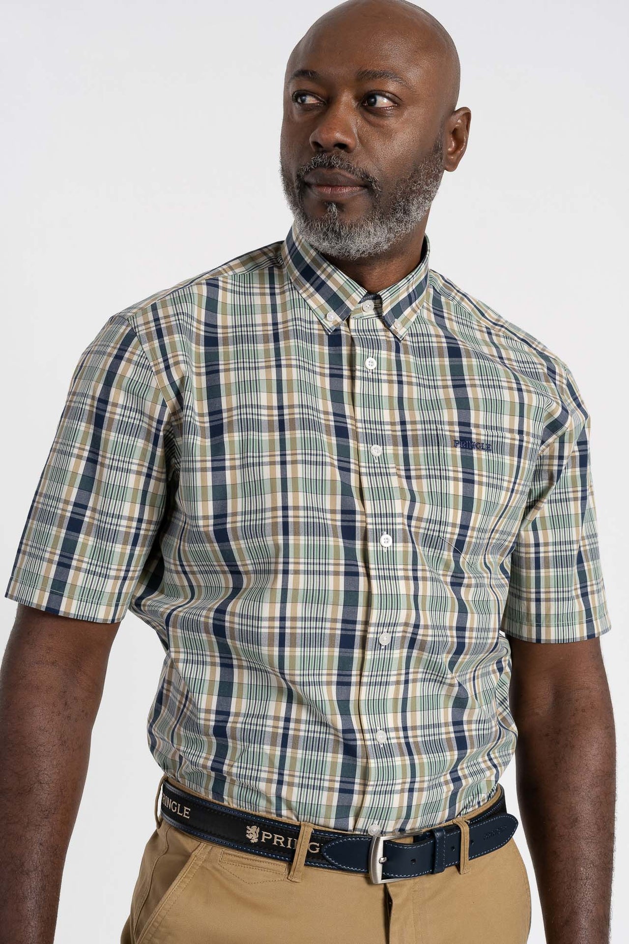 Pringle Short Sleeve Green Check Shirt - BOSSINI SA