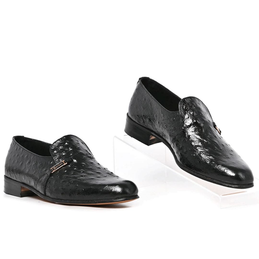 Barker Calvin Ostrich Black Mocassin