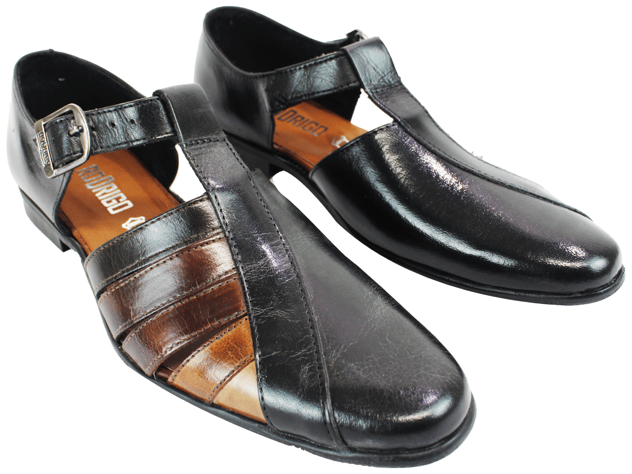 Rodrigo Black Multi Leather Sandal Shoe