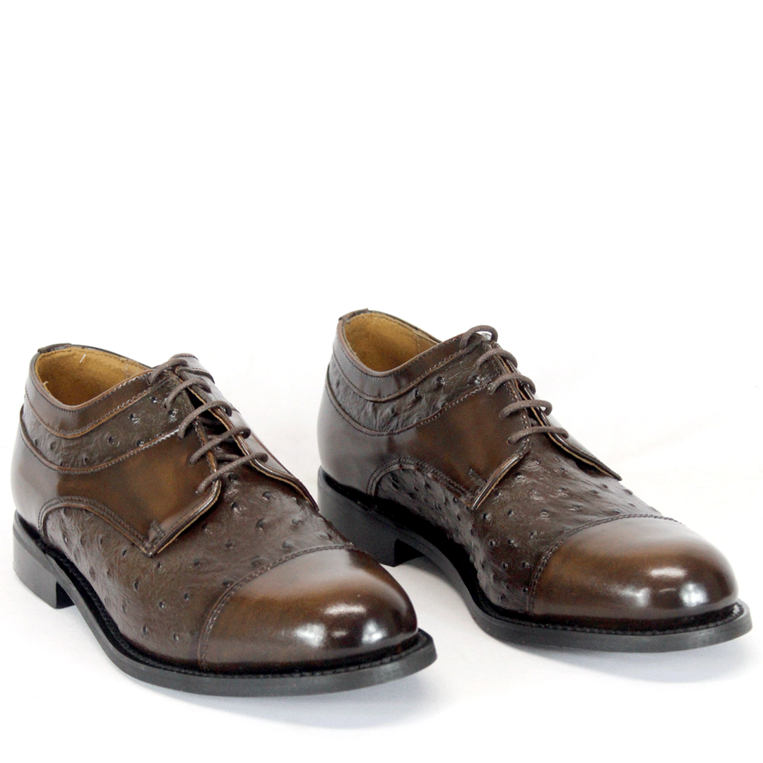 Bishop Leather Walnut Ostrich Shoe