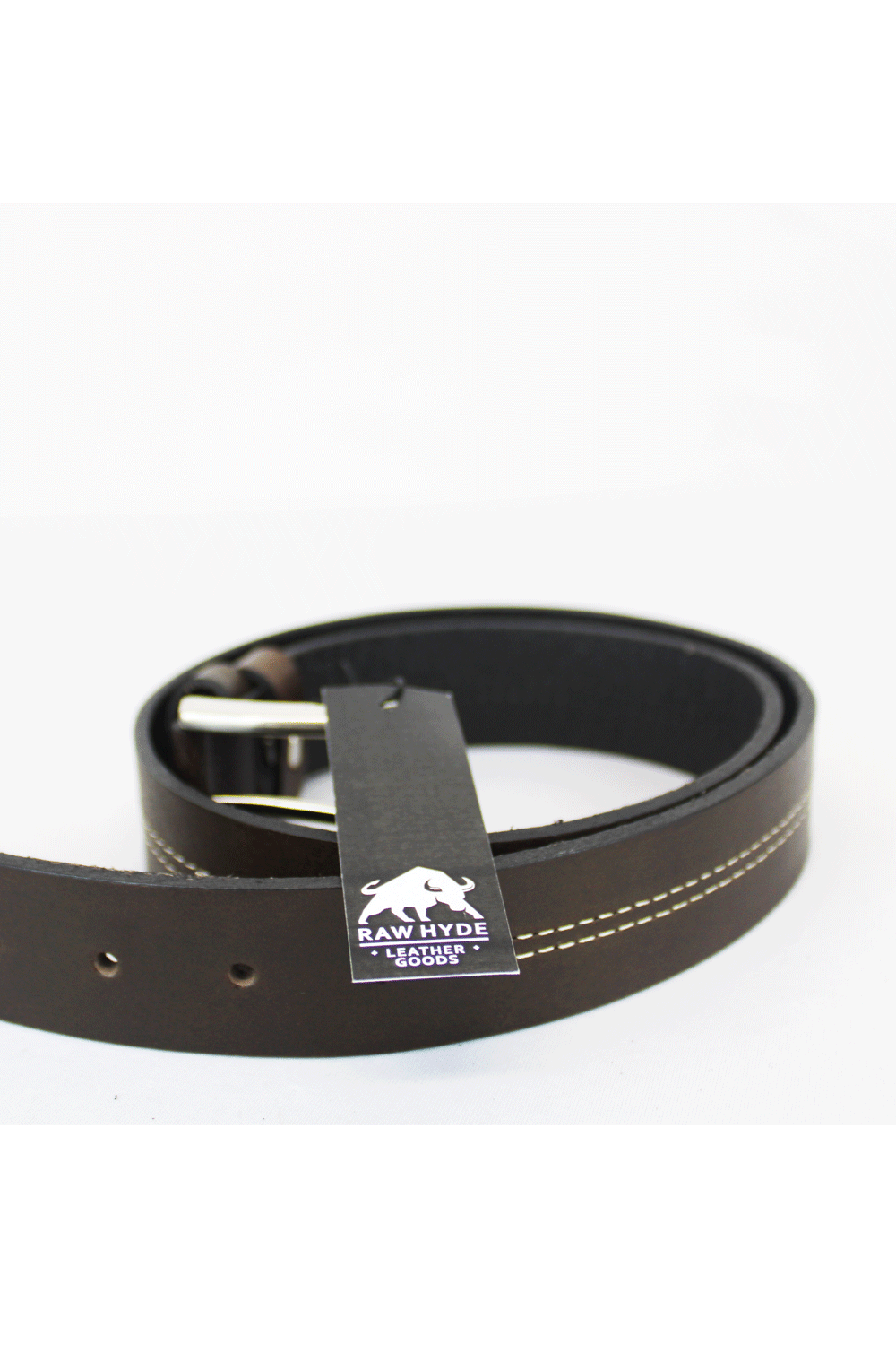 RAW HYDE WHITE STRIPE DARK BROWN BELT