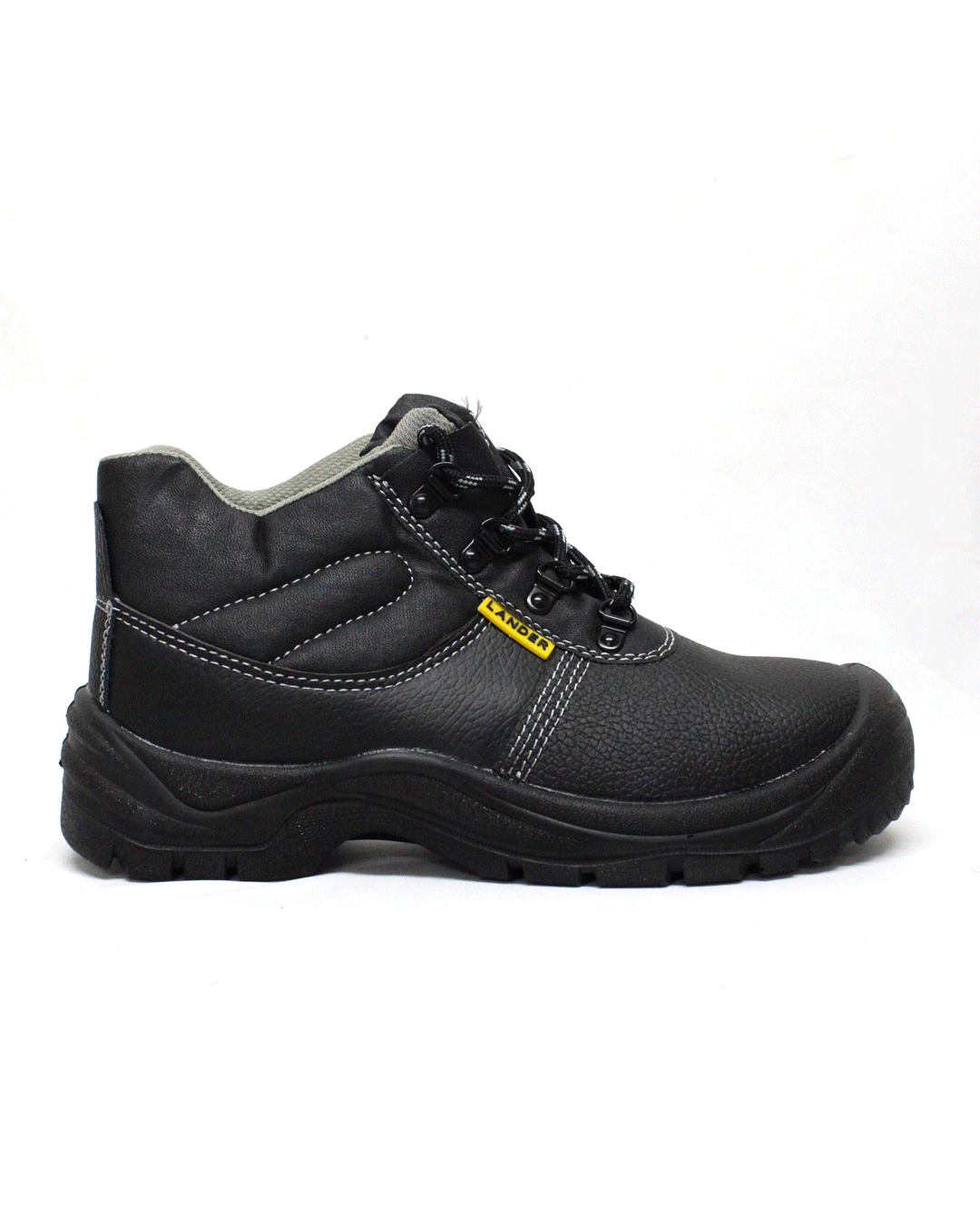 LANDER Leather Safety Steel Toe Black Boot