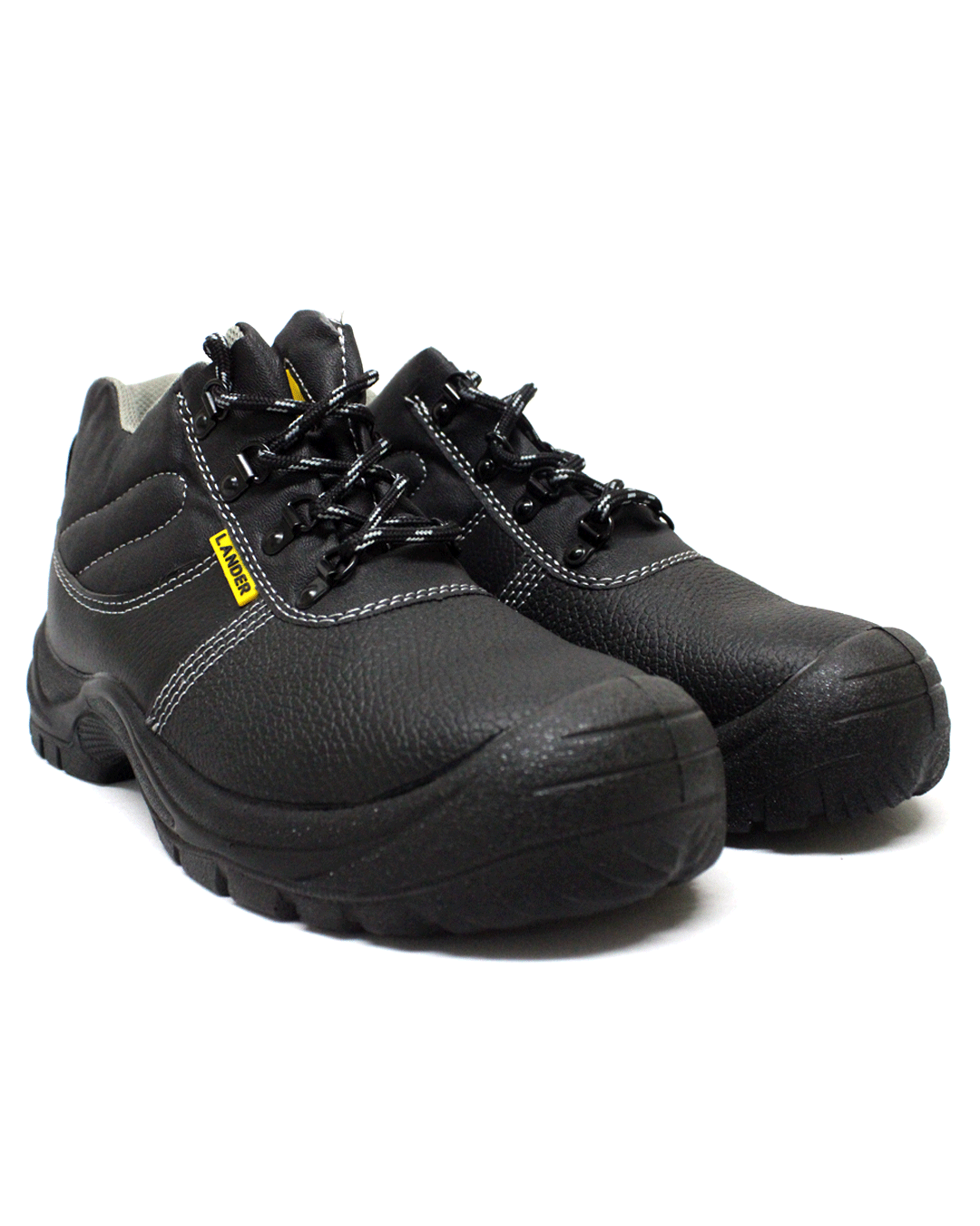 LANDER Leather Safety Steel Toe Black Boot