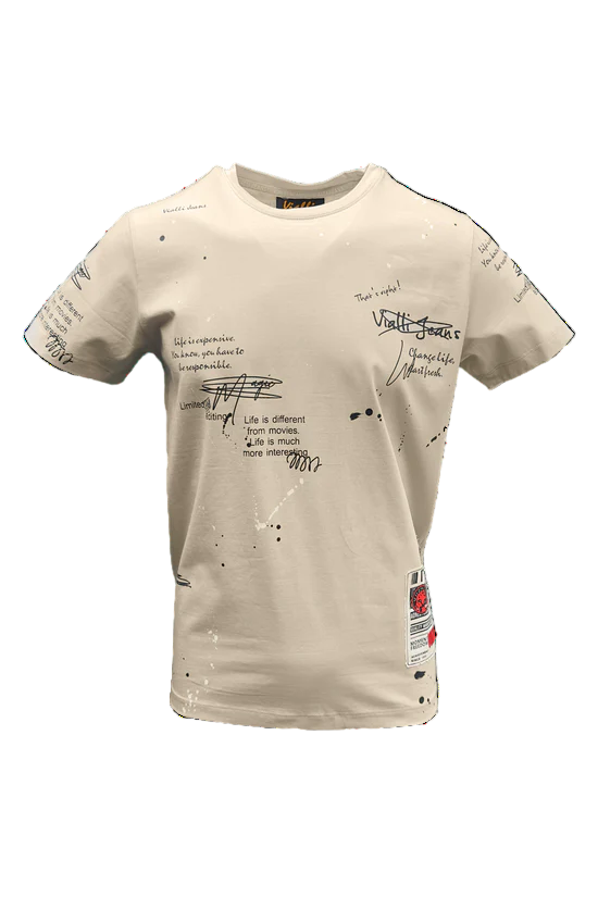 Vialli Irock Cream Grafitti T-Shirt